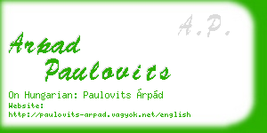 arpad paulovits business card