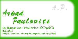 arpad paulovits business card